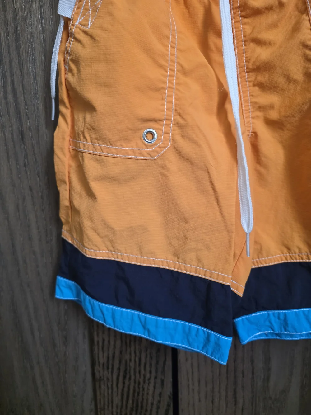 Hanna Andersson Orange Swim Trunks with Navy and Sky Blue Bands